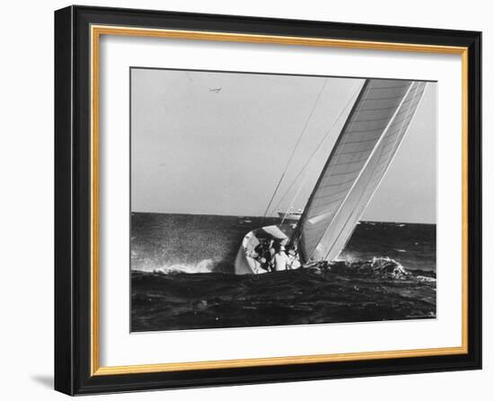 Boat Competing During Americas Cup Race-George Silk-Framed Photographic Print