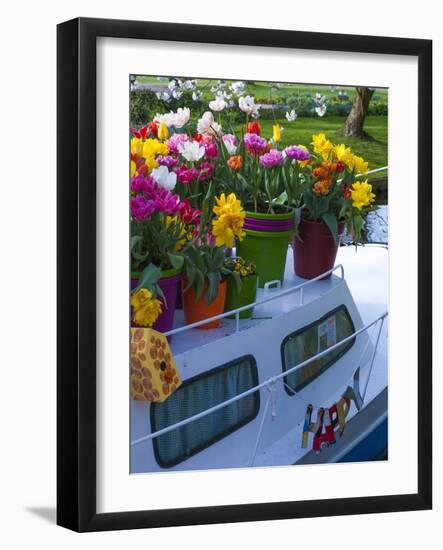 Boat Decorated with Spring Flowers-Anna Miller-Framed Photographic Print