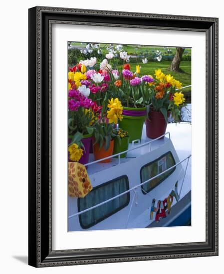 Boat Decorated with Spring Flowers-Anna Miller-Framed Photographic Print