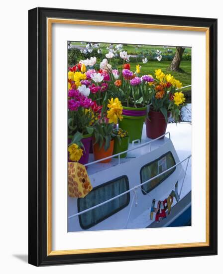 Boat Decorated with Spring Flowers-Anna Miller-Framed Photographic Print