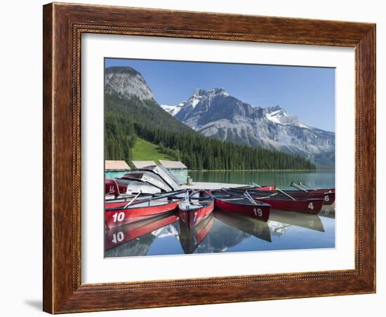 Boat Dock and Canoes for Rent on Emerald Lake, Yoho National Park,British Columbia-Howard Newcomb-Framed Photographic Print