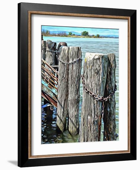 Boat Dock Pilings at Sant Arcangelo Umbria-Dorothy Berry-Lound-Framed Giclee Print