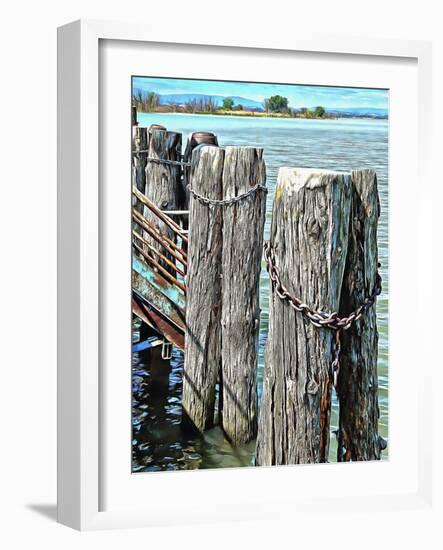 Boat Dock Pilings at Sant Arcangelo Umbria-Dorothy Berry-Lound-Framed Giclee Print