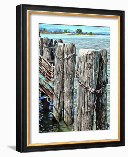 Boat Dock Pilings at Sant Arcangelo Umbria-Dorothy Berry-Lound-Framed Giclee Print