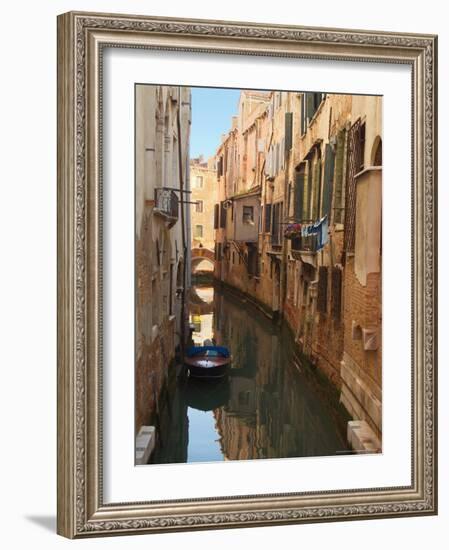 Boat Docked on a Side canal, Venice, Italy-Janis Miglavs-Framed Photographic Print