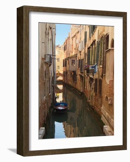 Boat Docked on a Side canal, Venice, Italy-Janis Miglavs-Framed Photographic Print