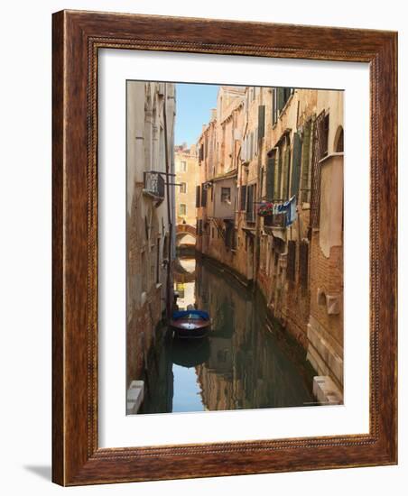 Boat Docked on a Side canal, Venice, Italy-Janis Miglavs-Framed Photographic Print