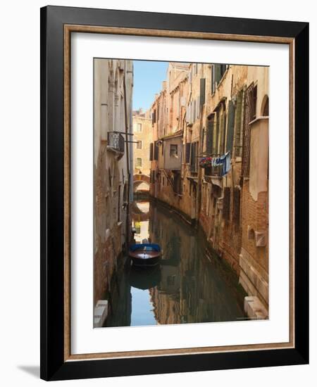 Boat Docked on a Side canal, Venice, Italy-Janis Miglavs-Framed Photographic Print