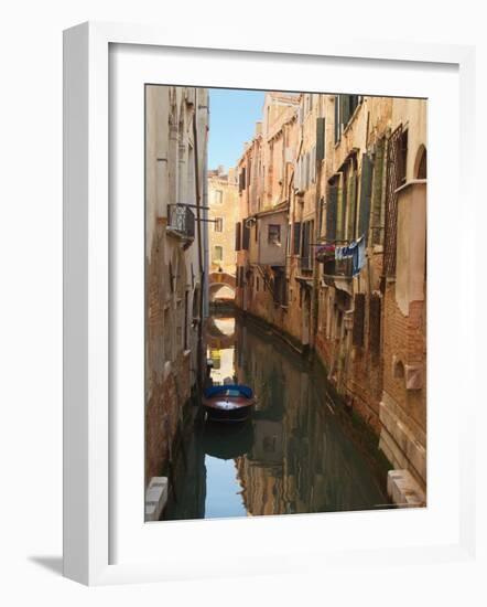 Boat Docked on a Side canal, Venice, Italy-Janis Miglavs-Framed Photographic Print