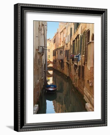 Boat Docked on a Side canal, Venice, Italy-Janis Miglavs-Framed Photographic Print