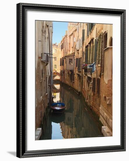 Boat Docked on a Side canal, Venice, Italy-Janis Miglavs-Framed Photographic Print