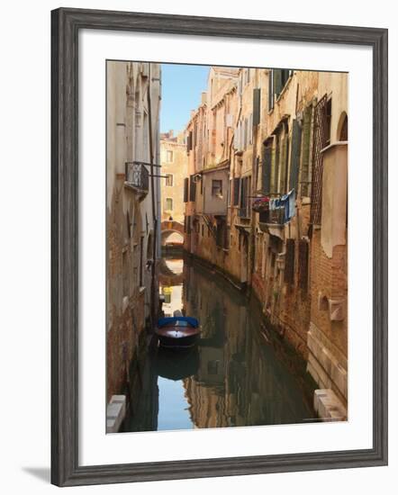 Boat Docked on a Side canal, Venice, Italy-Janis Miglavs-Framed Photographic Print