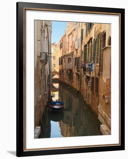 Boat Docked on a Side canal, Venice, Italy-Janis Miglavs-Framed Photographic Print