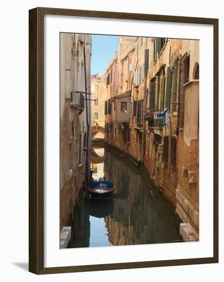 Boat Docked on a Side canal, Venice, Italy-Janis Miglavs-Framed Photographic Print