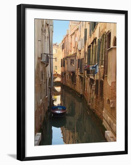 Boat Docked on a Side canal, Venice, Italy-Janis Miglavs-Framed Photographic Print