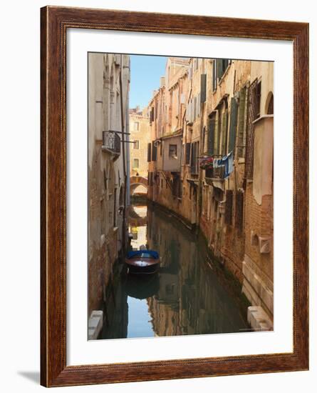 Boat Docked on a Side canal, Venice, Italy-Janis Miglavs-Framed Photographic Print