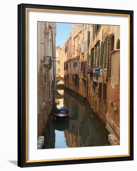 Boat Docked on a Side canal, Venice, Italy-Janis Miglavs-Framed Photographic Print