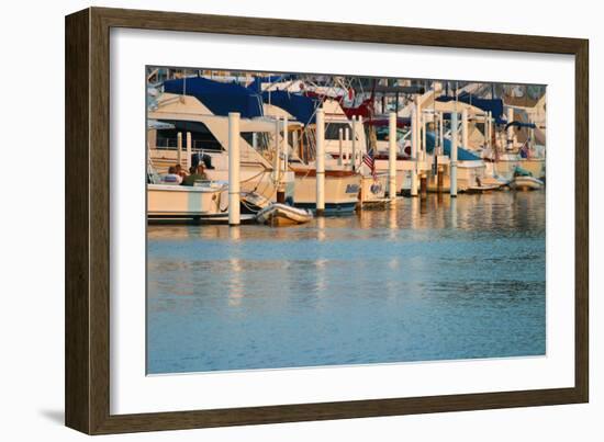 Boat docks and boats at Indiana Dunes, Indiana, USA-Anna Miller-Framed Photographic Print