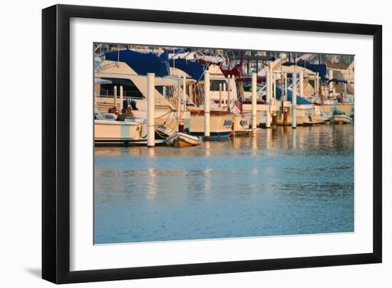 Boat docks and boats at Indiana Dunes, Indiana, USA-Anna Miller-Framed Photographic Print