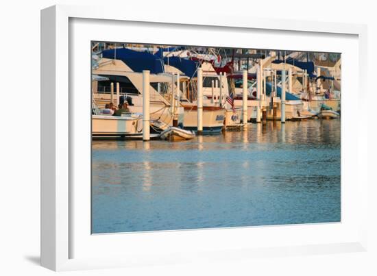 Boat docks and boats at Indiana Dunes, Indiana, USA-Anna Miller-Framed Photographic Print