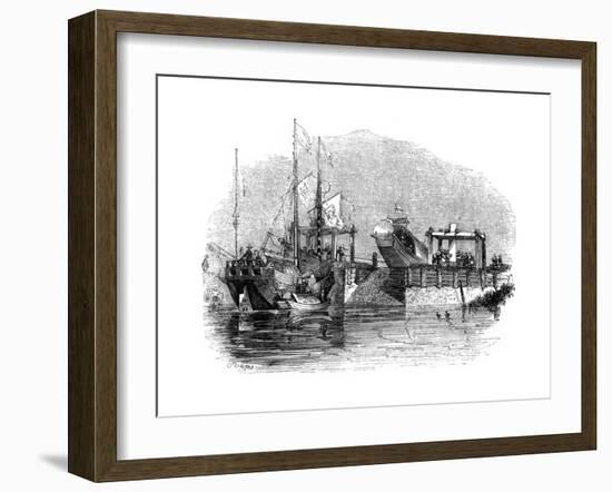Boat Drawn over a Sluice or Lock on a Canal, 1847-Giles-Framed Giclee Print
