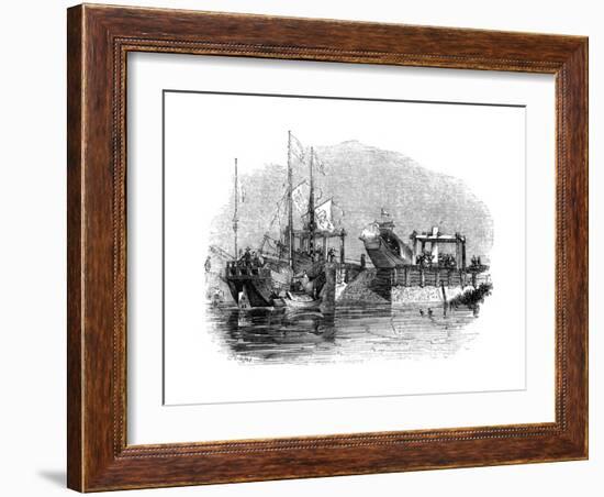 Boat Drawn over a Sluice or Lock on a Canal, 1847-Giles-Framed Giclee Print