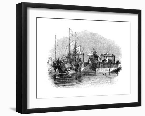 Boat Drawn over a Sluice or Lock on a Canal, 1847-Giles-Framed Giclee Print