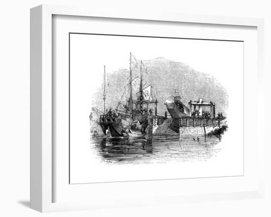 Boat Drawn over a Sluice or Lock on a Canal, 1847-Giles-Framed Giclee Print