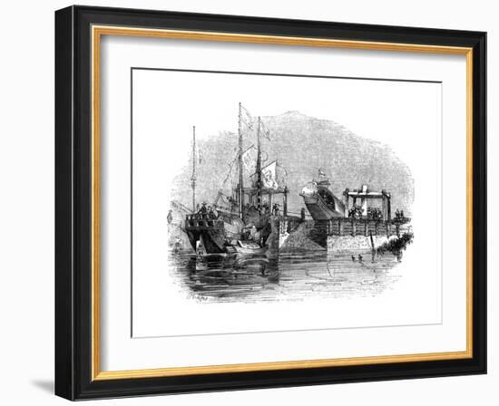 Boat Drawn over a Sluice or Lock on a Canal, 1847-Giles-Framed Giclee Print