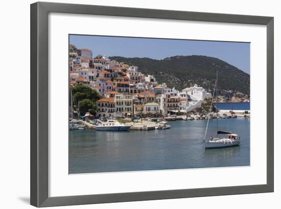 Boat Entering Harbour, Skopelos, Sporades, Greek Islands, Greece, Europe-Rolf Richardson-Framed Photographic Print