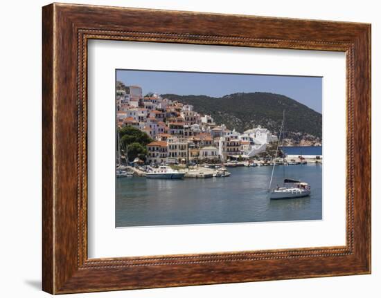 Boat Entering Harbour, Skopelos, Sporades, Greek Islands, Greece, Europe-Rolf Richardson-Framed Photographic Print