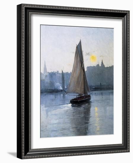 Boat Entering the Harbour-Eliseu Meifren y Roig-Framed Art Print