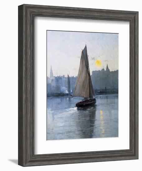 Boat Entering the Harbour-Eliseu Meifren y Roig-Framed Art Print