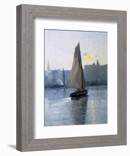 Boat Entering the Harbour-Eliseu Meifren y Roig-Framed Art Print