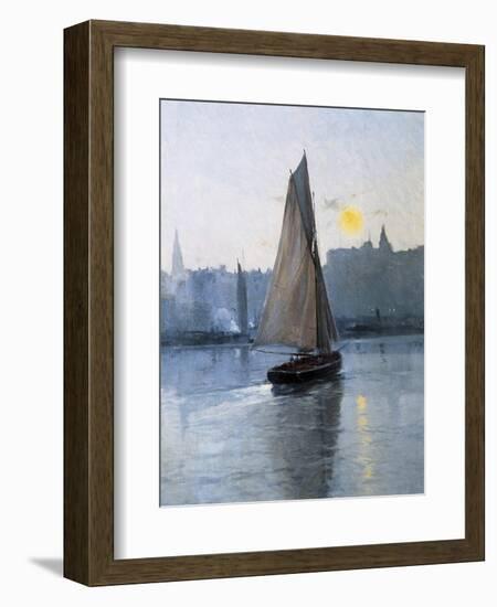 Boat Entering the Harbour-Eliseu Meifren y Roig-Framed Art Print