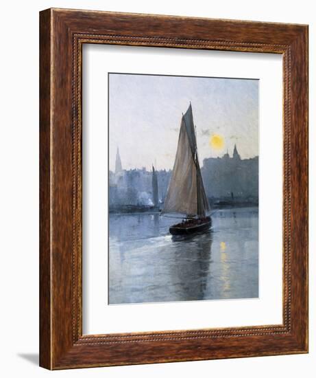 Boat Entering the Harbour-Eliseu Meifren y Roig-Framed Art Print