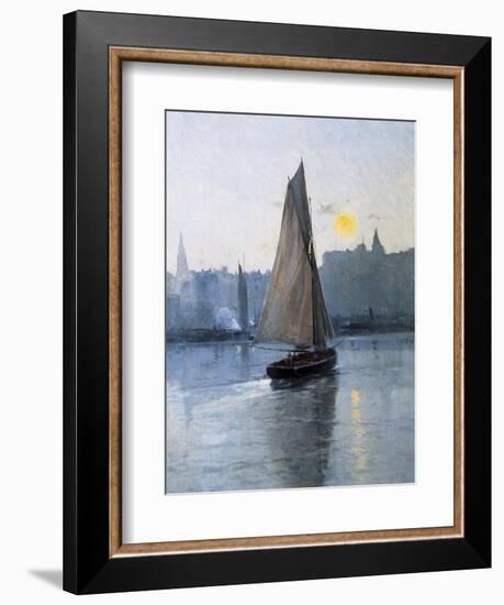 Boat Entering the Harbour-Eliseu Meifren y Roig-Framed Art Print