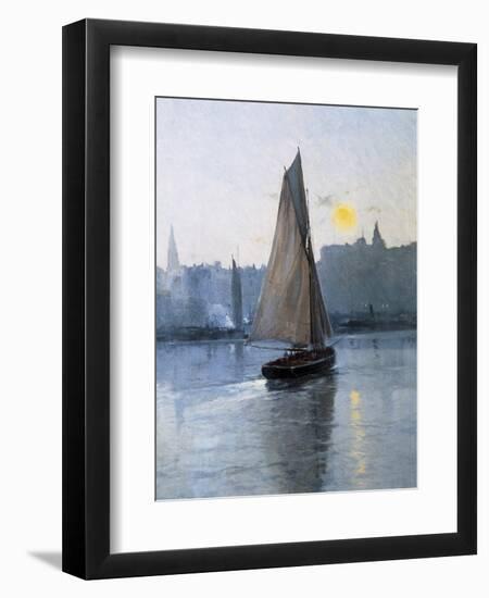 Boat Entering the Harbour-Eliseu Meifren y Roig-Framed Art Print