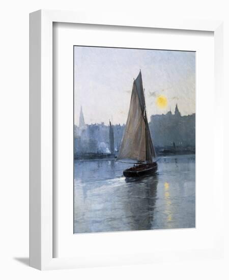 Boat Entering the Harbour-Eliseu Meifren y Roig-Framed Art Print