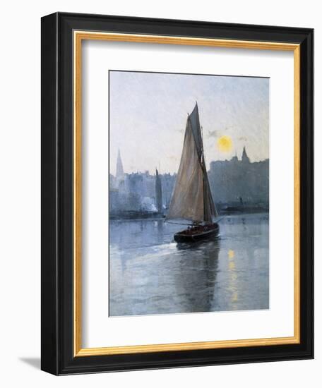 Boat Entering the Harbour-Eliseu Meifren y Roig-Framed Art Print