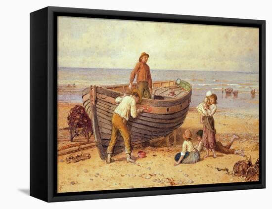 Boat, Figures and Sea-Myles Birket Foster-Framed Premier Image Canvas