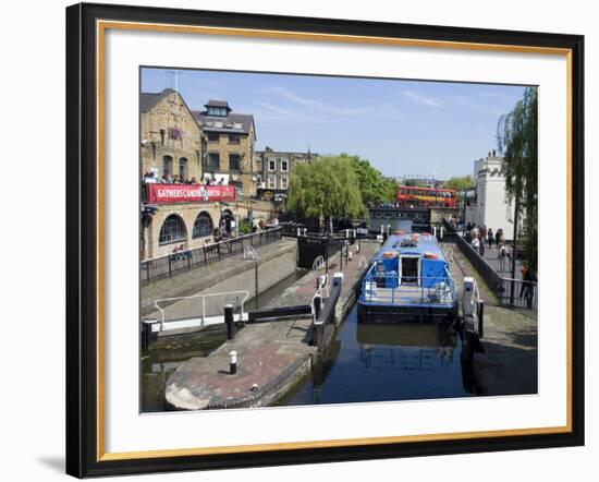 Boat Going Through Camden Lock, London, England, United Kingdom, Europe-Ethel Davies-Framed Photographic Print