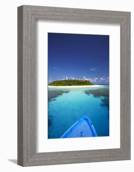 Boat Heading for Desert Island, Maldives, Indian Ocean, Asia-Sakis Papadopoulos-Framed Photographic Print