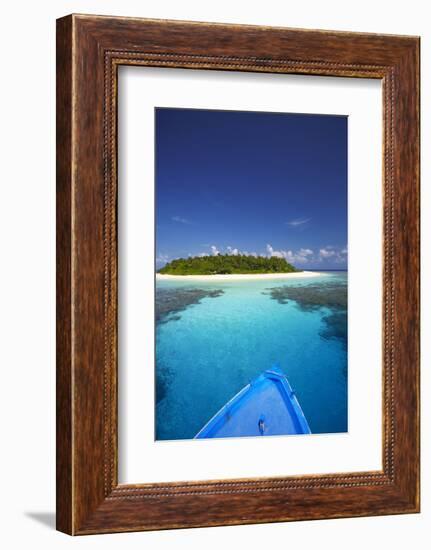 Boat Heading for Desert Island, Maldives, Indian Ocean, Asia-Sakis Papadopoulos-Framed Photographic Print