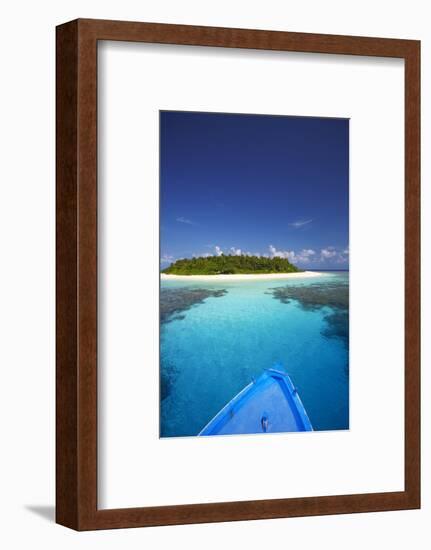 Boat Heading for Desert Island, Maldives, Indian Ocean, Asia-Sakis Papadopoulos-Framed Photographic Print