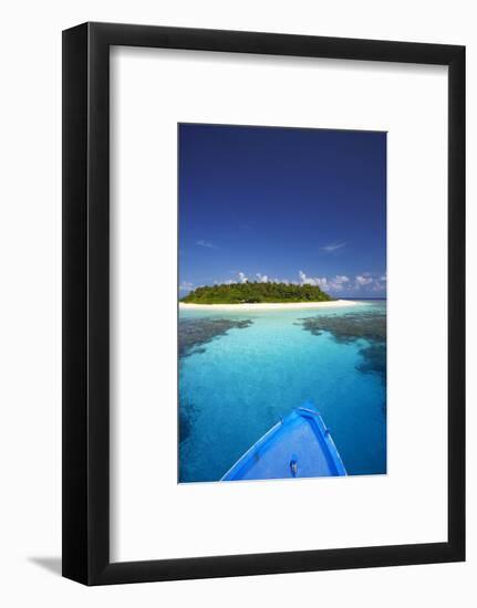 Boat Heading for Desert Island, Maldives, Indian Ocean, Asia-Sakis Papadopoulos-Framed Photographic Print