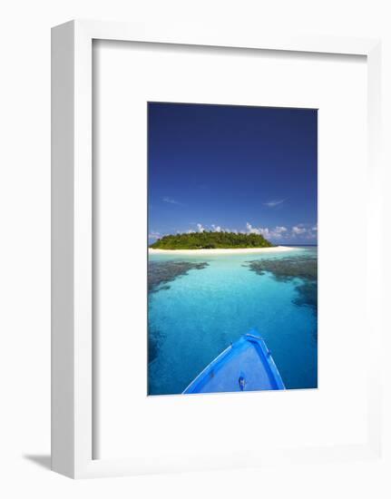 Boat Heading for Desert Island, Maldives, Indian Ocean, Asia-Sakis Papadopoulos-Framed Photographic Print