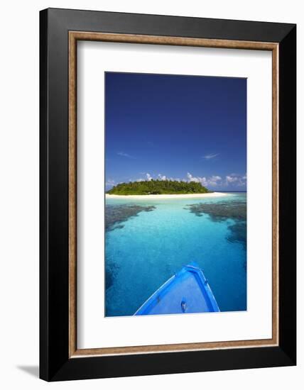 Boat Heading for Desert Island, Maldives, Indian Ocean, Asia-Sakis Papadopoulos-Framed Photographic Print