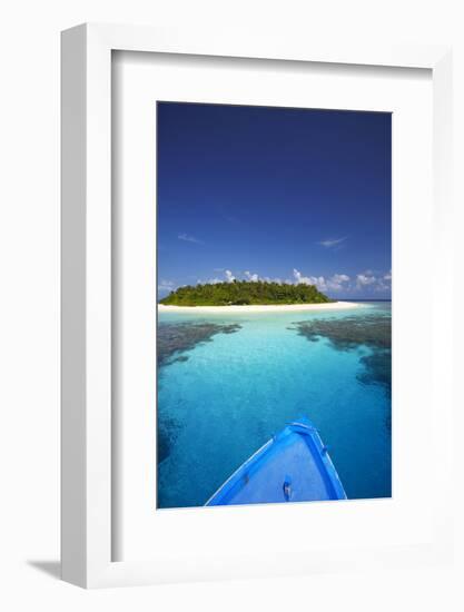 Boat Heading for Desert Island, Maldives, Indian Ocean, Asia-Sakis Papadopoulos-Framed Photographic Print