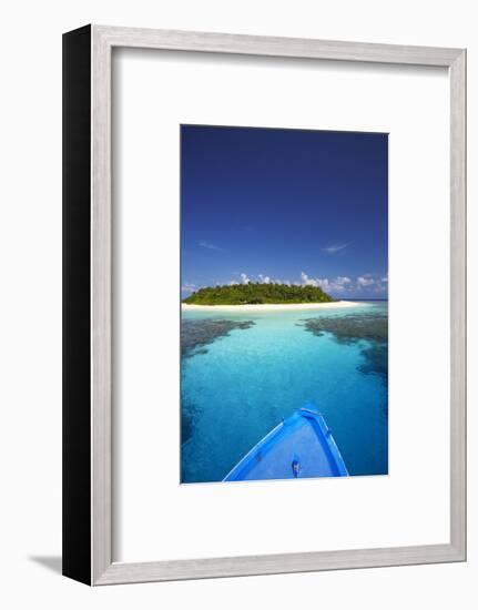 Boat Heading for Desert Island, Maldives, Indian Ocean, Asia-Sakis Papadopoulos-Framed Photographic Print